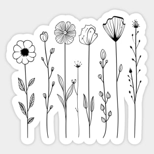 Wild flowers Line art Sticker